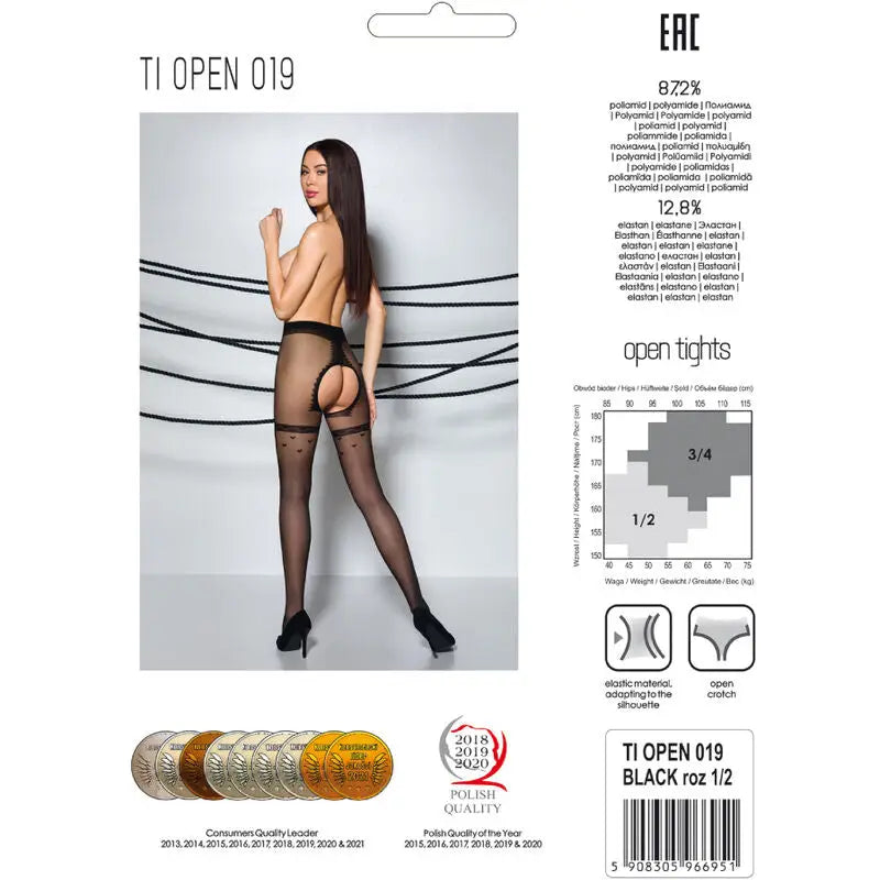 Passion - tiopen 019 medias negro 1/2 20 den - 3/4 / NEGRO