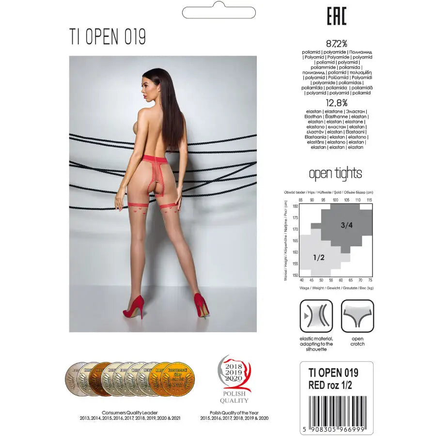 Passion - tiopen 019 medias negro 1/2 20 den - 1/2 / ROJO
