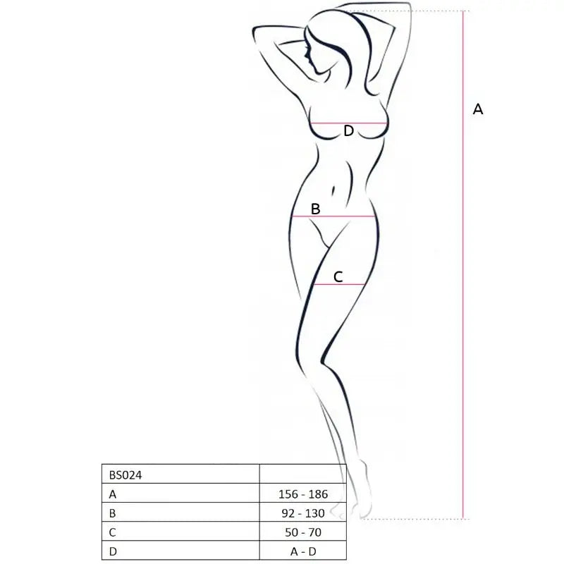 Passion - woman bs024 bodystocking negro talla única