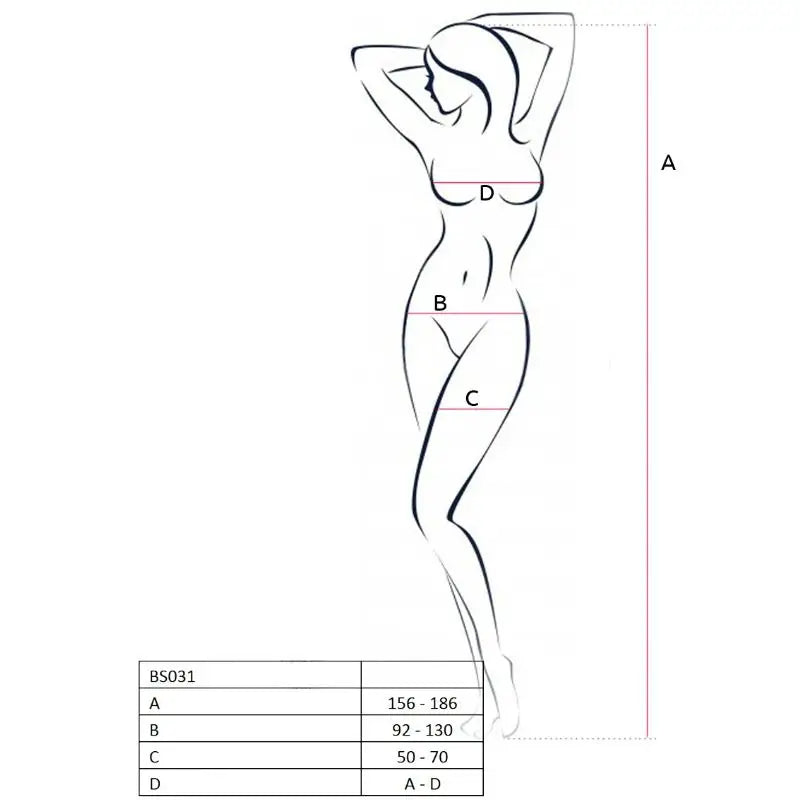 Passion - woman bs031 bodystocking negro talla única