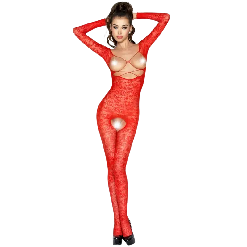 Passion - woman bs031 bodystocking rojo talla única