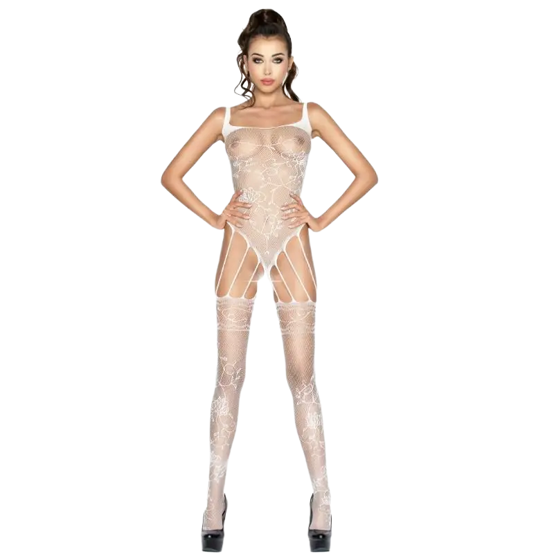 Passion - woman bs034 bodystocking blanco talla única