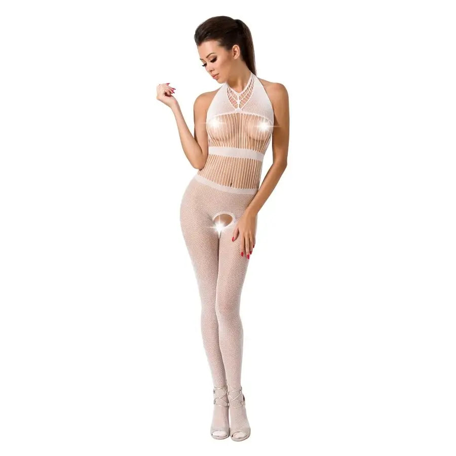 Passion - woman bs048 bodystocking negro talla única - ONE SIZE / BLANCO