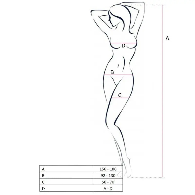 Passion - woman bs052 bodystocking negro talla única - ONE SIZE / ROJO