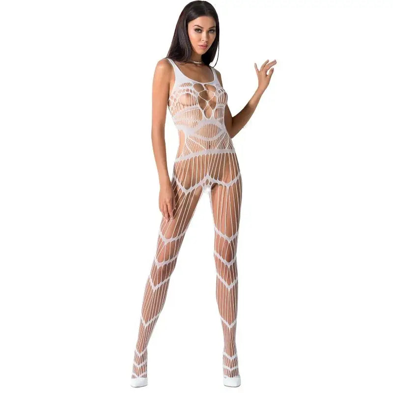Passion - woman bs058 bodystocking rojo talla única - ONE SIZE / BLANCO