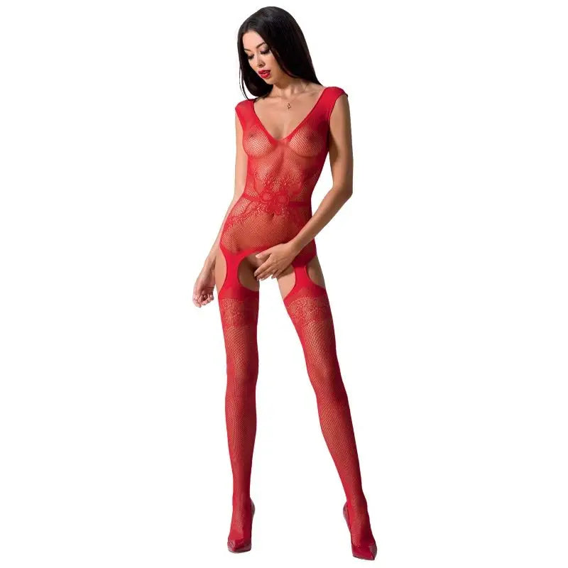 Passion - woman bs062 bodystocking rojo talla única