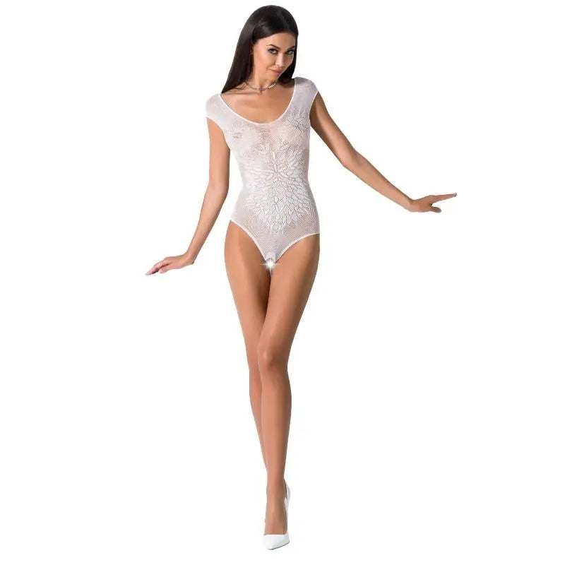 Passion - woman bs064 bodystocking negro talla única - ONE SIZE / BLANCO