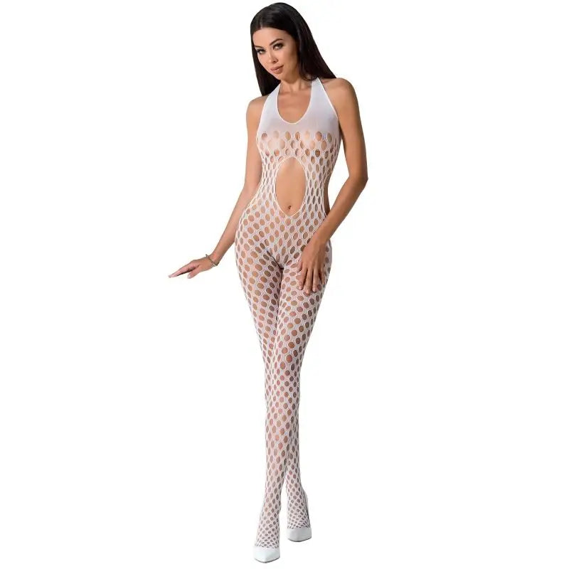 Passion - woman bs065 bodystocking negro talla única - ONE SIZE / BLANCO