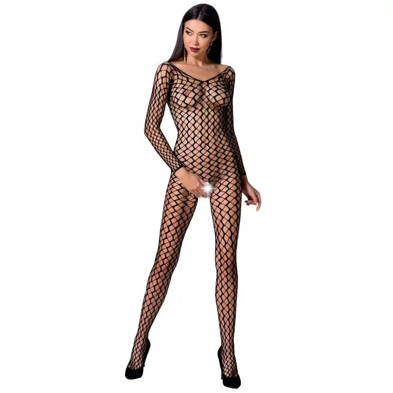 Passion - woman bs068 bodystocking negro talla única - ONE SIZE / NEGRO