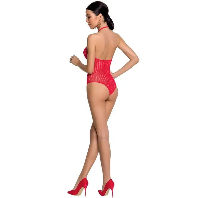 Passion - woman bs088 bodystocking negro talla única - ONE SIZE / ROJO