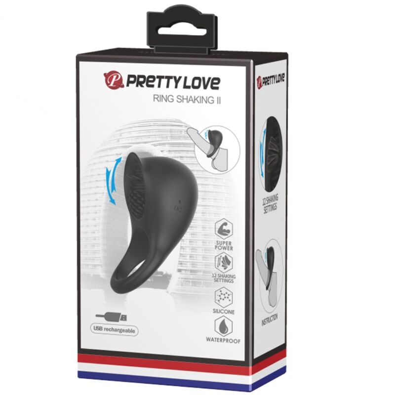 Pretty love - anillo vibrador para pene con lengua negro