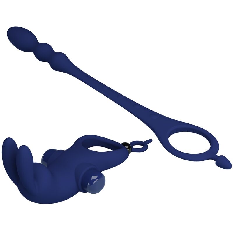 Pretty love - ayad anillo vibrador rabbit con plug azul