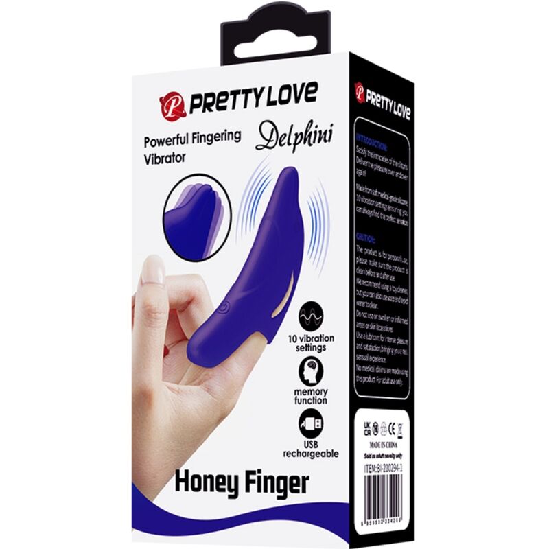 Pretty love - delphini poderoso estimulador de dedo azul