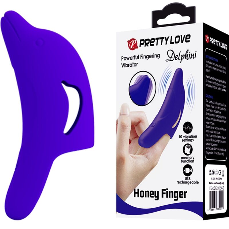 Pretty love - delphini poderoso estimulador de dedo azul