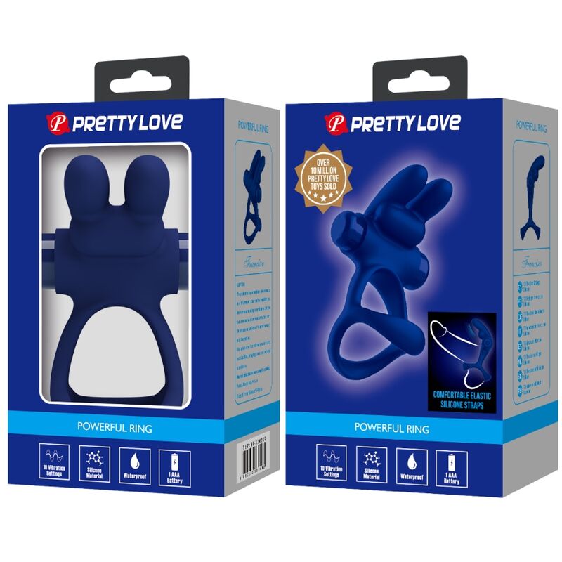 Pretty love - francisco doble anillo vibrador rabbit azul