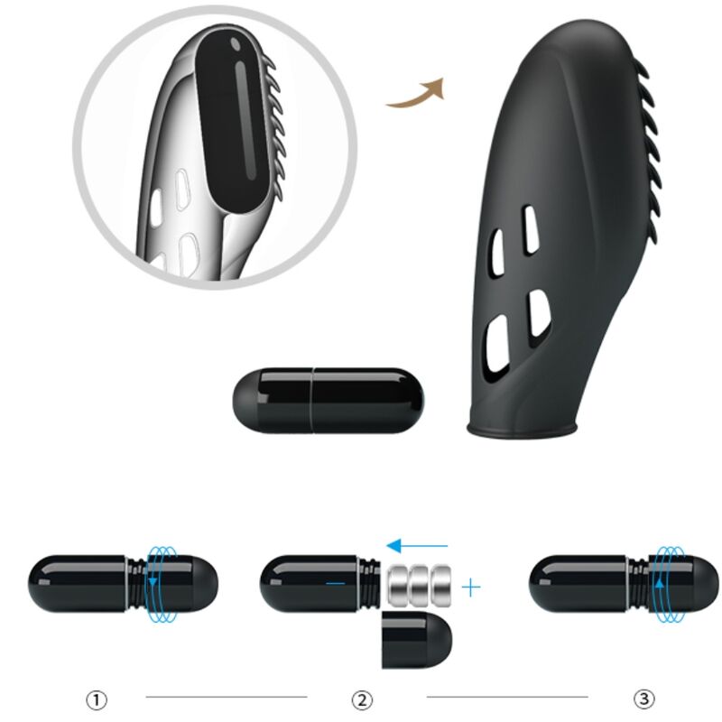 Pretty love - gilo vibrador de dedo silicona negro