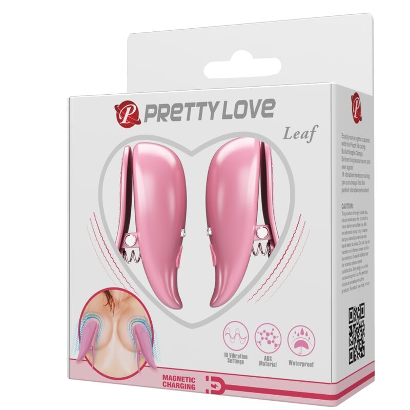 Pretty love - leaf pinzas vibratorias para pezones rosa
