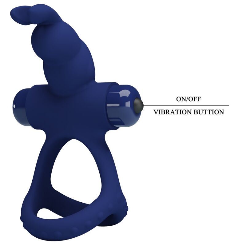 Pretty love - luchito doble anillo vibrador rabbit azul