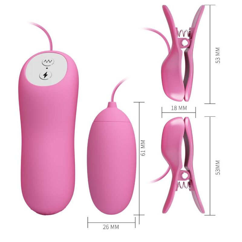 Pretty love - pinzas con vibración y eletroshock rosa