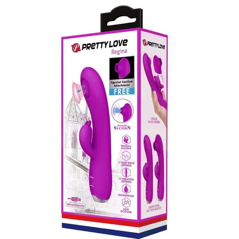 Pretty love - regina vibrador-succionador recargable morado