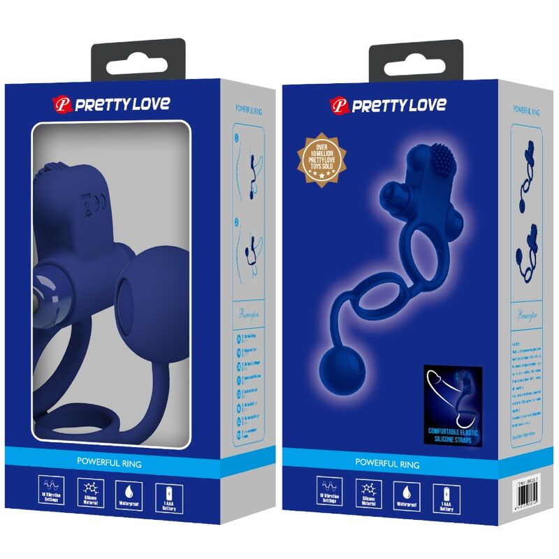 Pretty love - remington doble anillo vibrador con plug azul