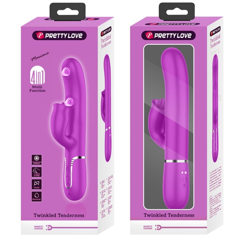 Pretty love - vibrador rabbit con licking fucsia