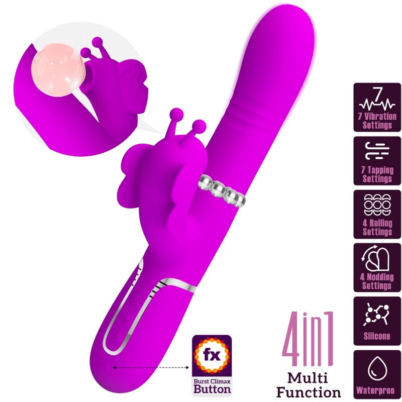 Pretty love - vibrador rabbit multifunción 4 en 1 mariposa