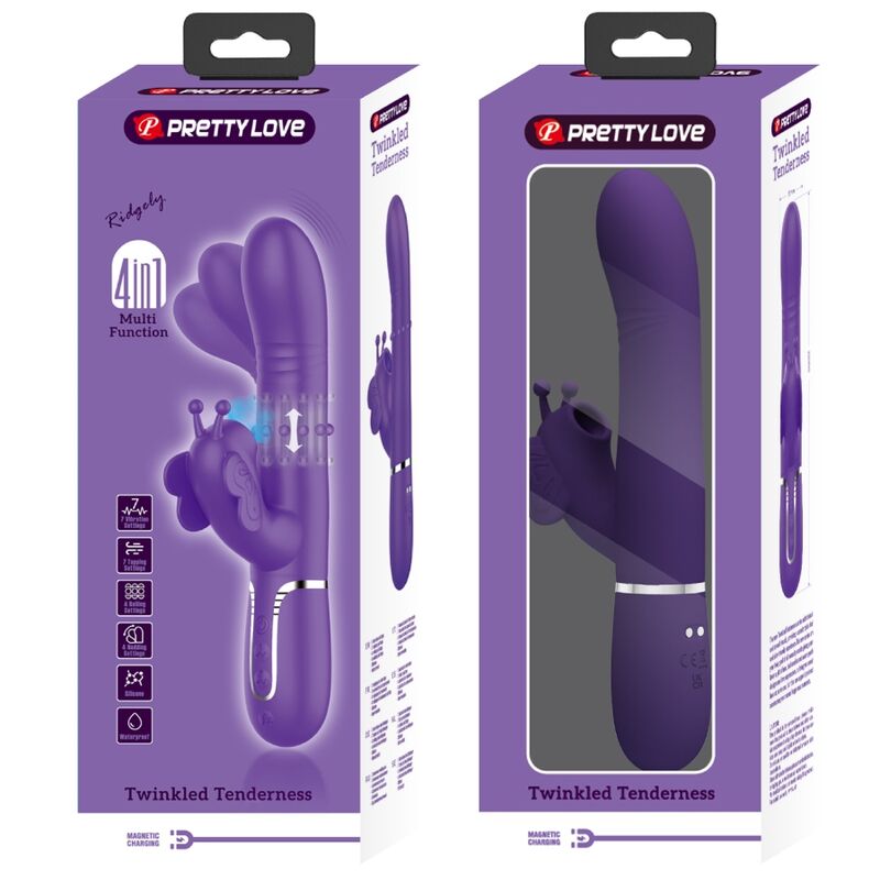 Pretty love - vibrador rabbit multifunción 4 en 1 mariposa