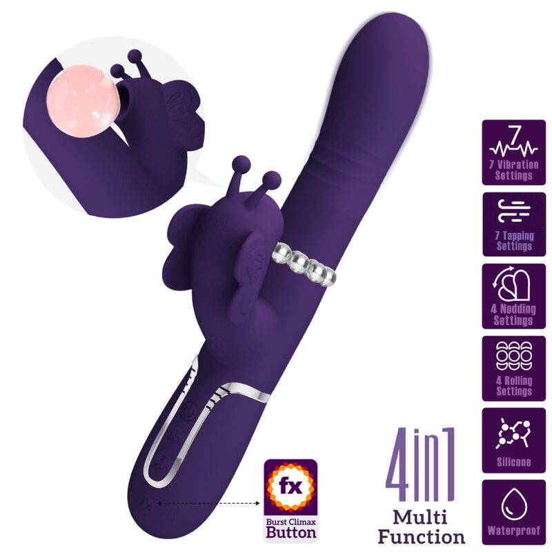 Pretty love - vibrador rabbit multifunción 4 en 1 mariposa