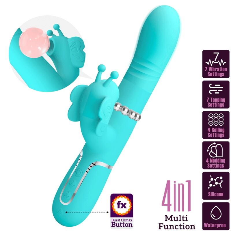 Pretty love - vibrador rabbit multifunción 4 en 1 mariposa