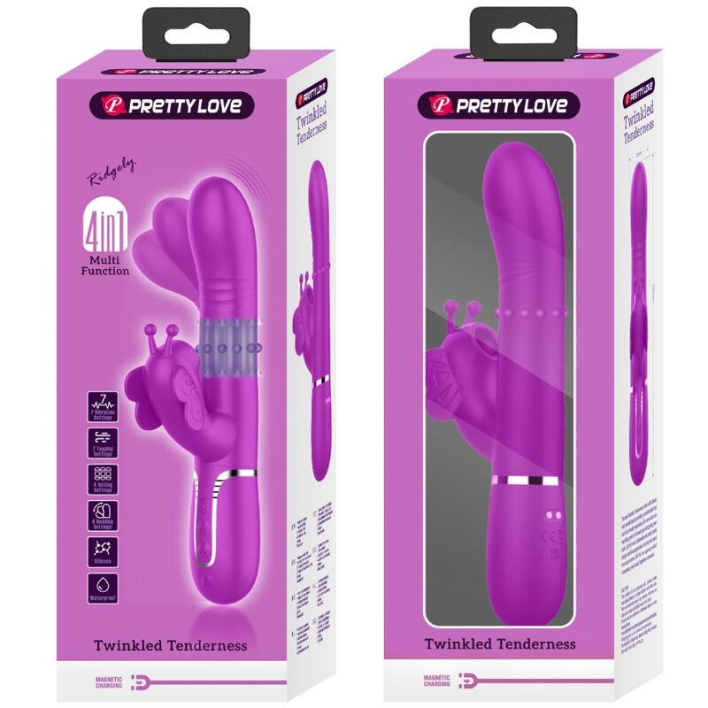 Pretty love - vibrador rabbit multifunción 4 en 1 mariposa