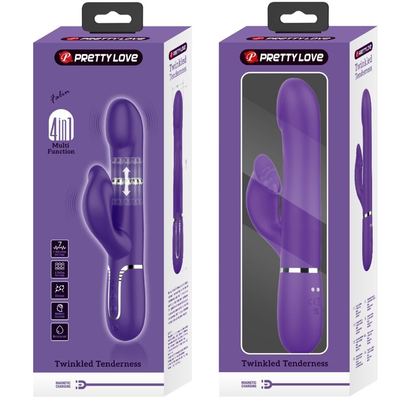 Pretty love - zalin vibrador rabbit perlas 4 en 1 morado