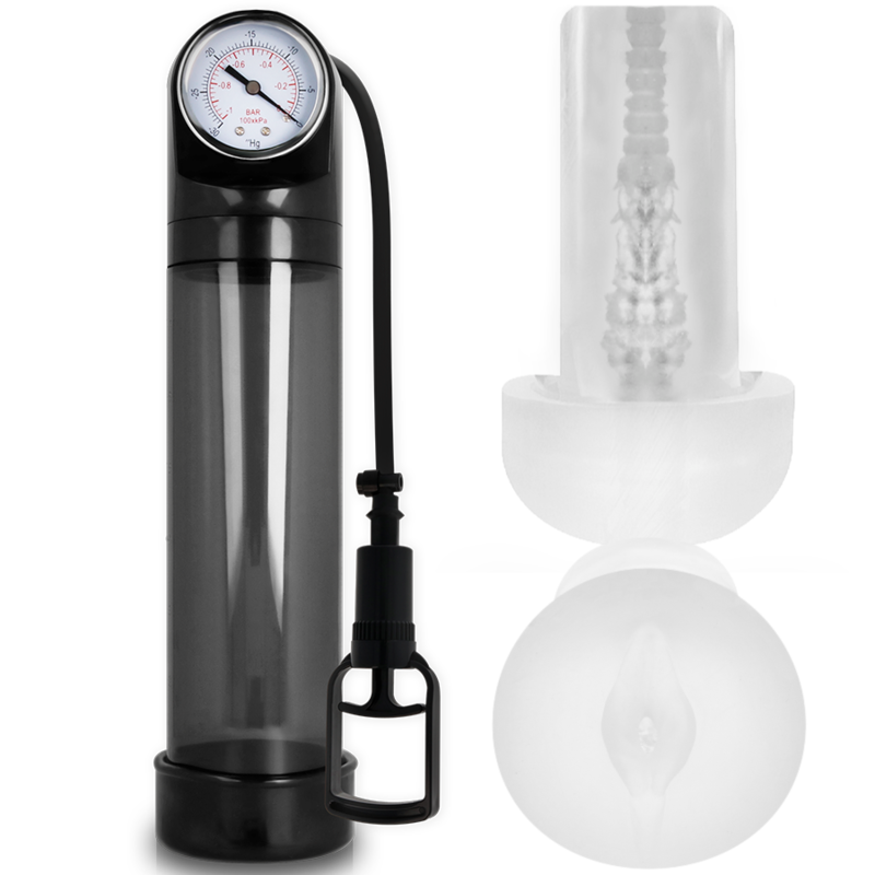 Pump addicted - bomba erección rx9 negro con masturbador