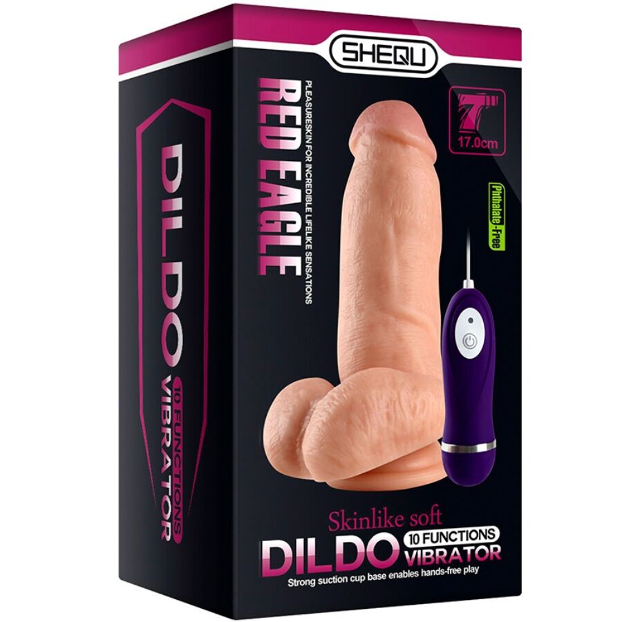 Shequ - red eagle dildo vibrador con control remoto 17 cm