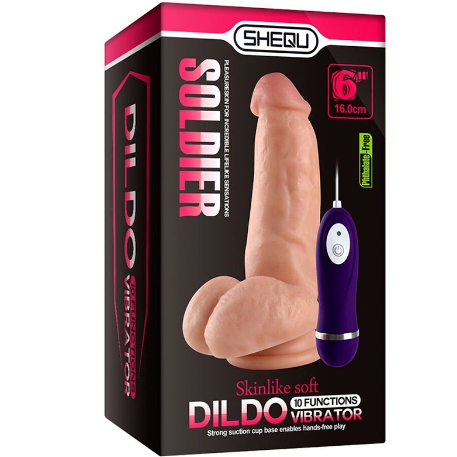 Shequ - soldier dildo vibrador con control remoto 16 cm