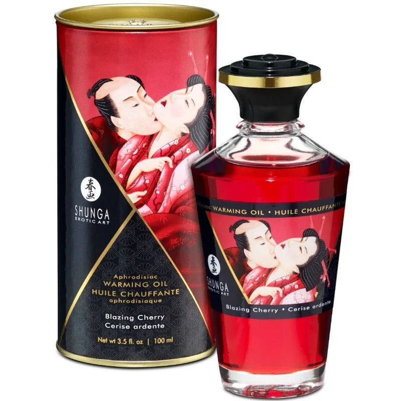 Shunga - aceite masaje efecto calor sabor intenso cereza