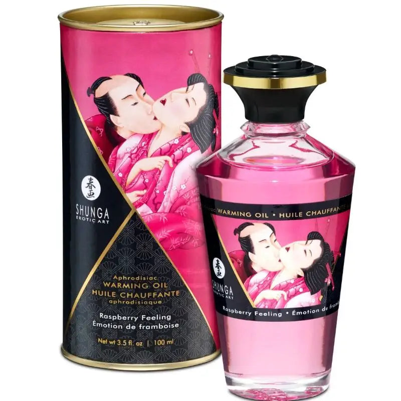 Shunga - aceite masaje efecto calor sabor intenso frambuesa