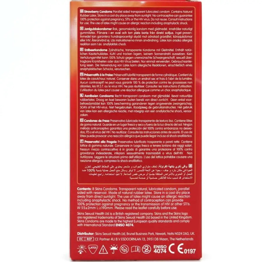 Skins - preservativos premium sabor fresa pack 8