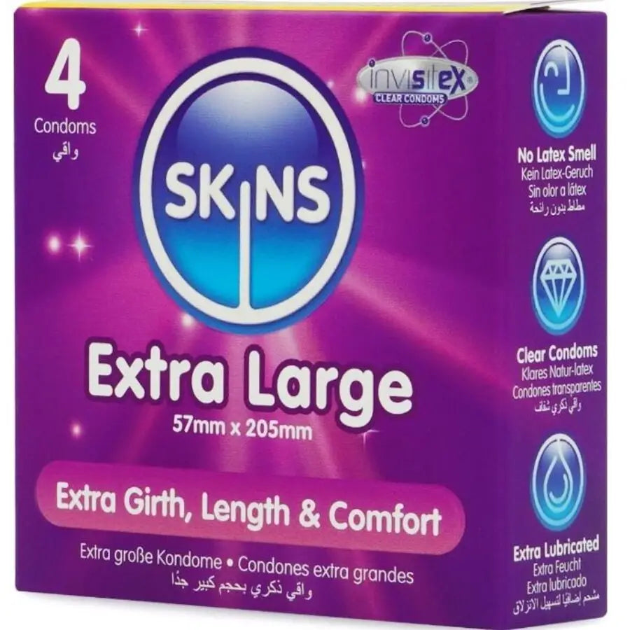 Skins - tamaño xl preservativos premium pack 4