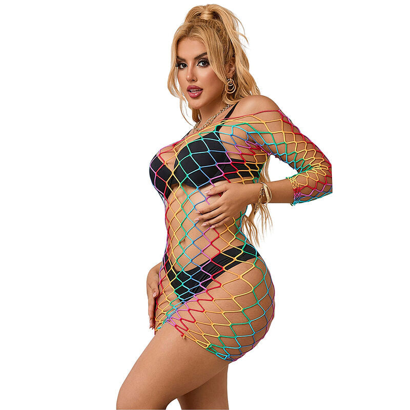 Subblime - 952426 vestido de rejilla manga larga arcoiris
