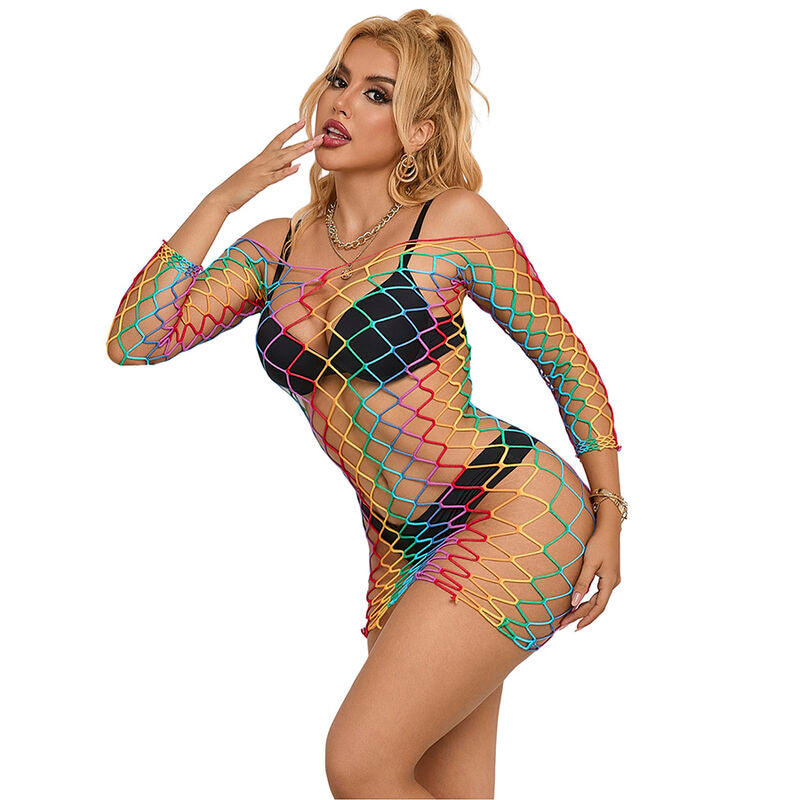 Subblime - 952426 vestido de rejilla manga larga arcoiris