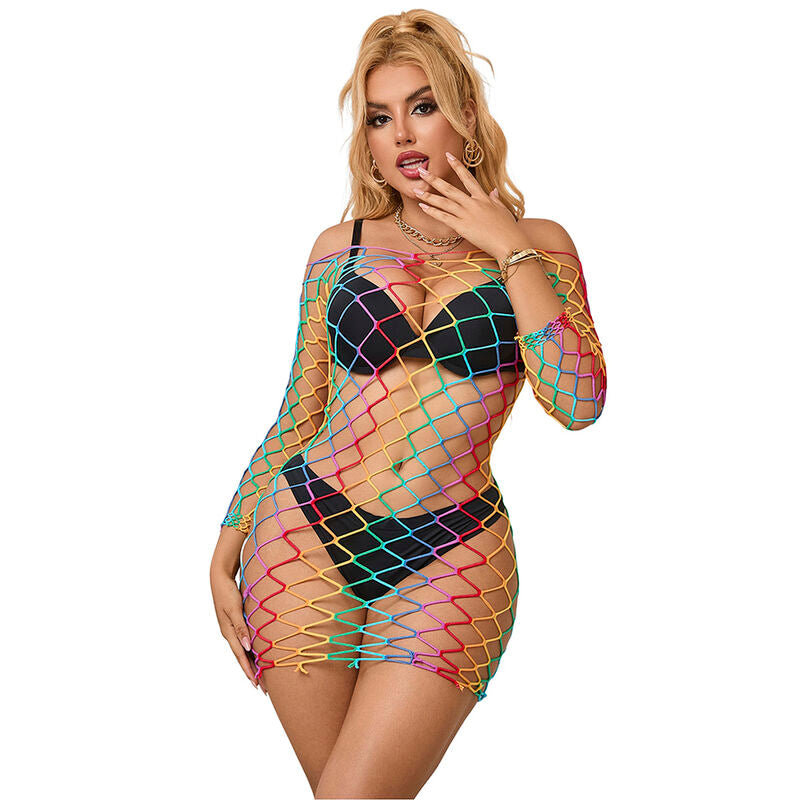 Subblime - 952426 vestido de rejilla manga larga arcoiris