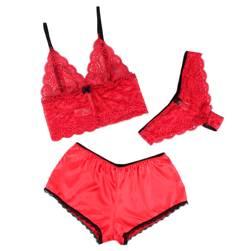Subblime - 953898 set 3 piezas encaje y saten rojo s/m