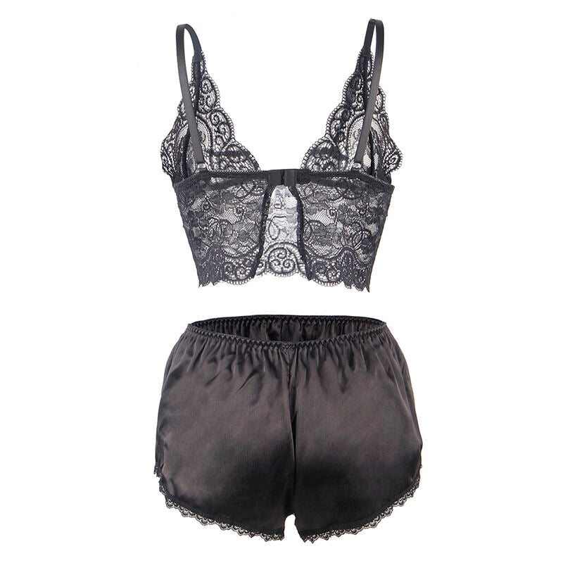 Subblime - 953928 set 3 piezas encaje y saten negro l/xl