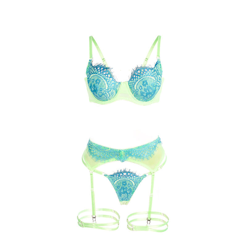 Subblime - 955328 set sujetador con encaje y ligueros verde