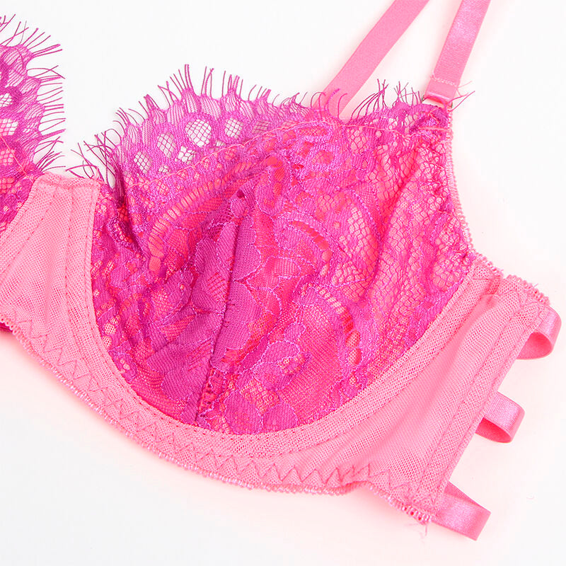 Subblime - 955366 set sujetador con encaje y ligueros rosa