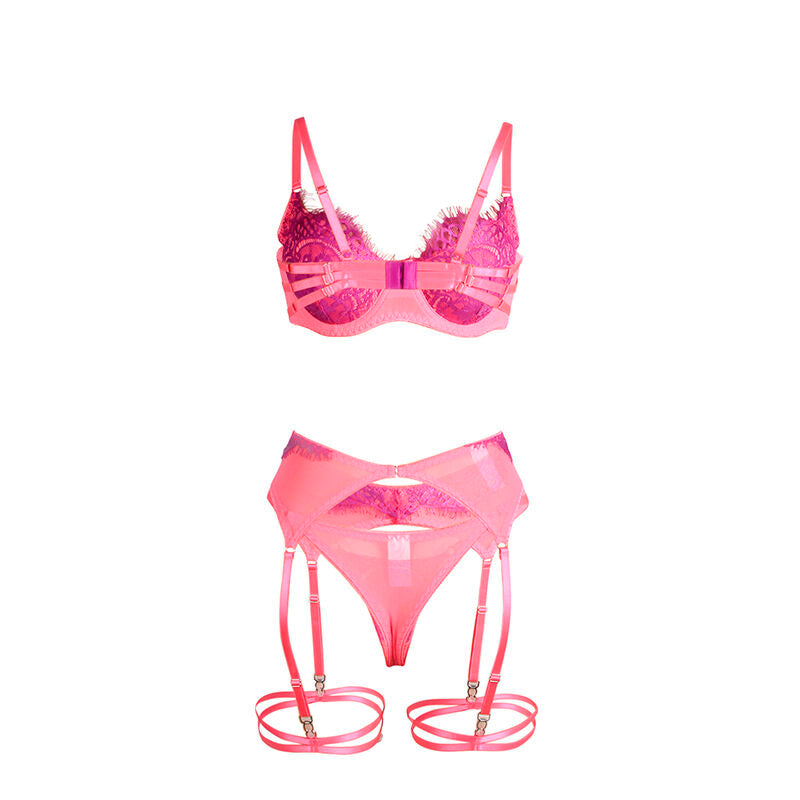 Subblime - 955366 set sujetador con encaje y ligueros rosa