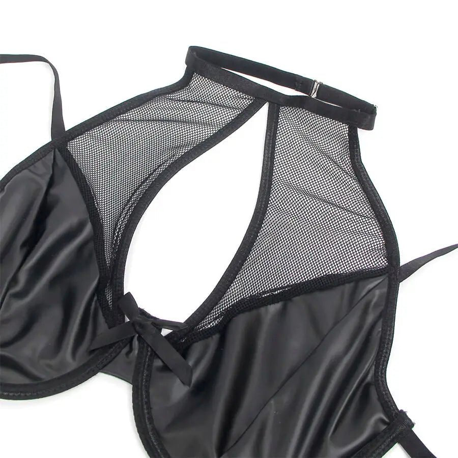 Subblime - 957582 conjunto sujetador y falda de cuero negro - OMerotics