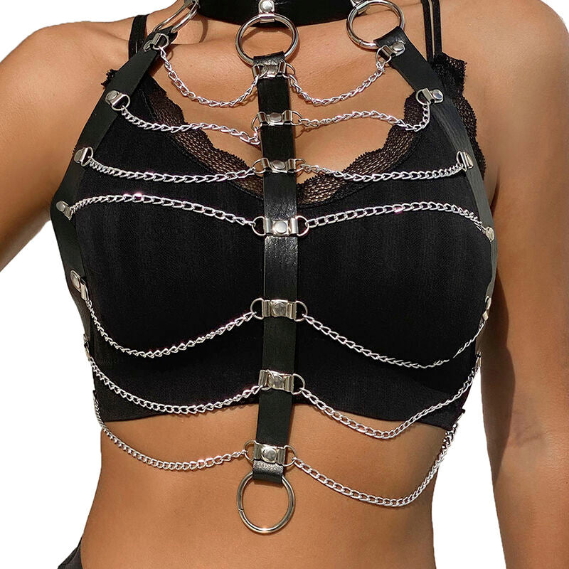 Subblime - arnés de pecho cadenas cuero negro talla única