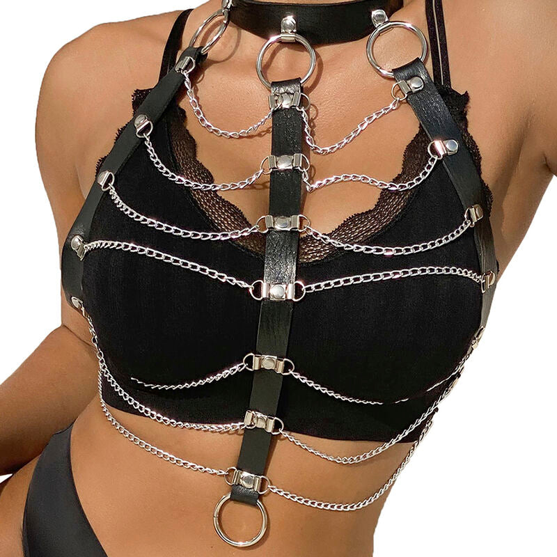Subblime - arnés de pecho cadenas cuero negro talla única